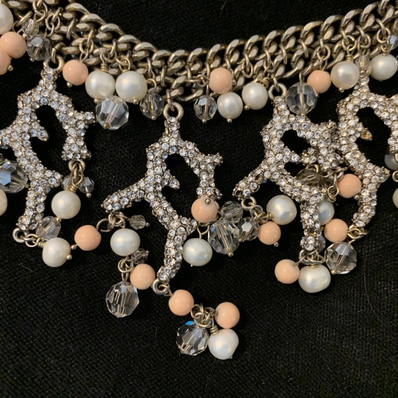 Badgely Mischa Necklace - coral, pearl and crystal beads - Stunning - Picture 6 of 7